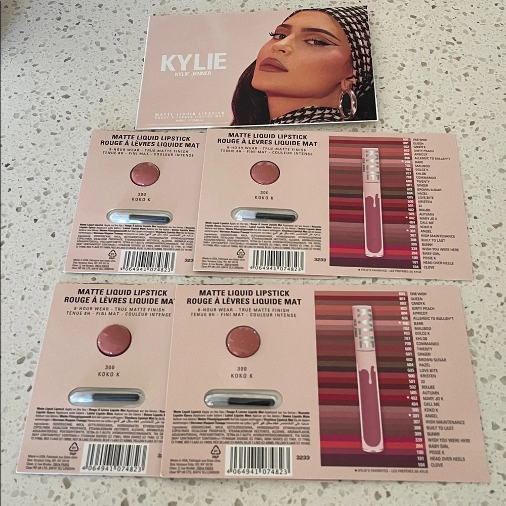Kylie Cosmetics Koko K‎ 300 Matte Liquid Lipstick • 5 Sample Cards (New)